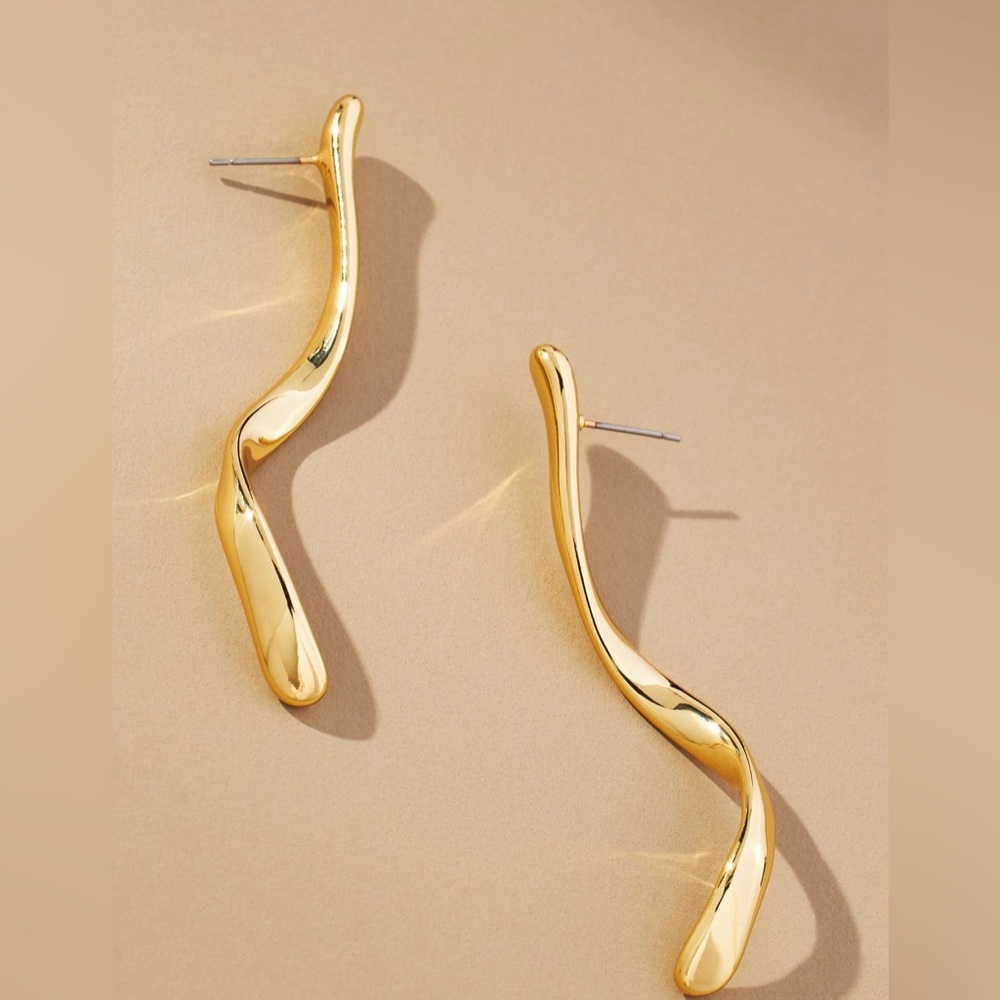 Anthropologie Linear Metal Drop Earrings